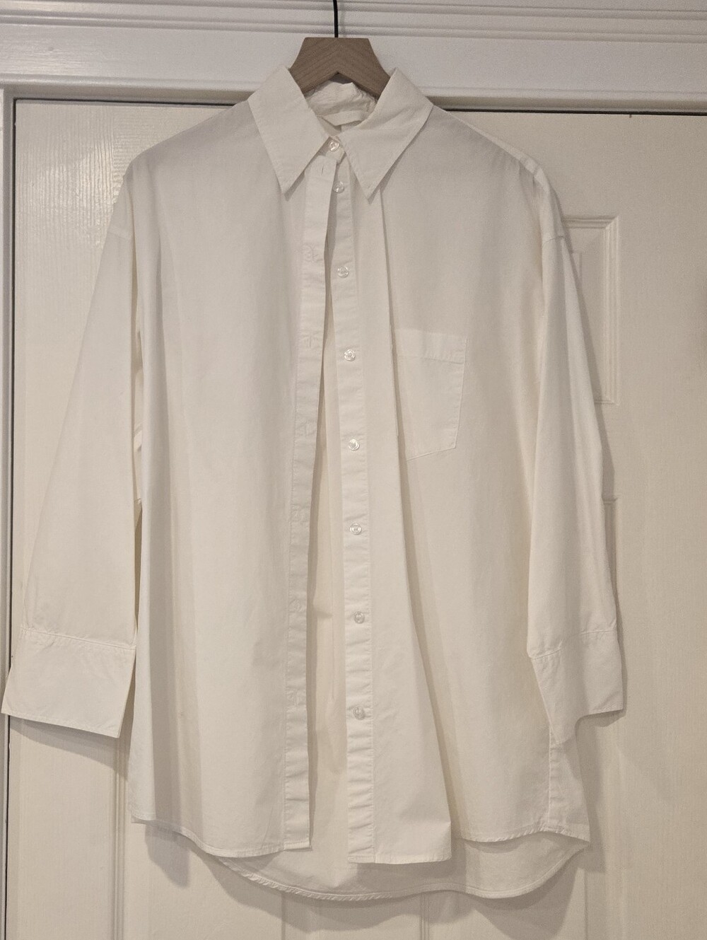H&M Womens Oversized White Button-up Blouse